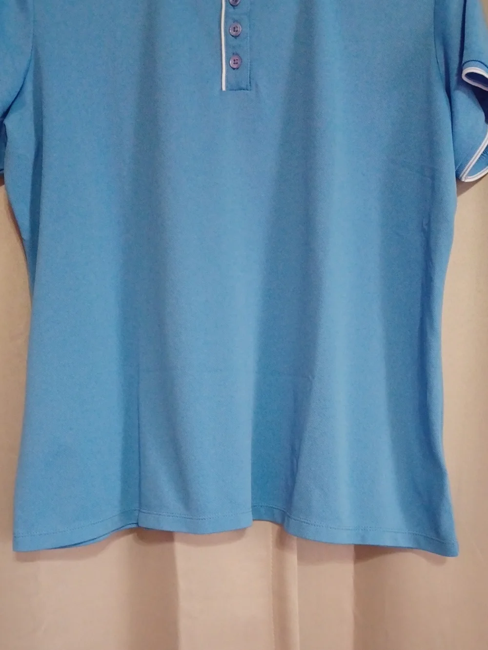 Antigua Women's Performance Golf Polo Shirt Light Blue White Trim Size XL - Picture 6 of 14
